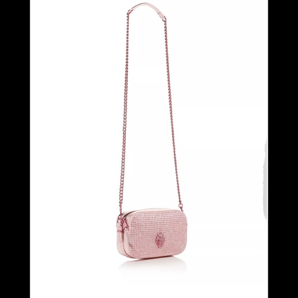 KURT GEIGER LONDON Kensington Small Patent Pink Rhinestone Leather Camera Bag - Picture 8 of 10